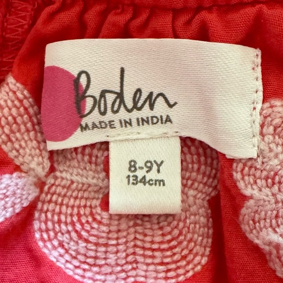 Boden kids girl coral red embroidered floral cutout blouse top 8/9 - Picture 7 of 8